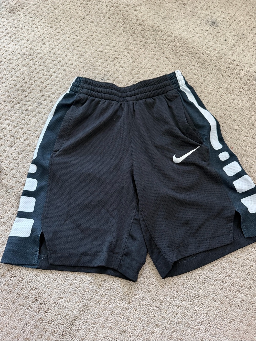 Nike Black Athletic Shorts with White Swoosh
